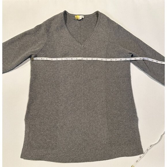 J. Jill Women’s Gray Textured Knit V-Neck Sweater Tunic Size M Cotton Blend - Picture 5 of 9